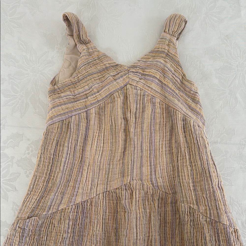 Zara Tan Pleated Tiered Sundress